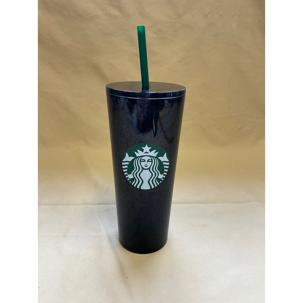 Starbucks black Marbled Stainless Steel Cold Cup Tumbler 16oz with Straw
